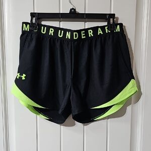 Under Armour Black & Neon Green Women’s Athletic Running Shorts